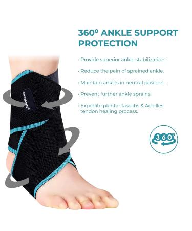Adjustable Compression Ankle Support Brace for Men & Women - Injury Recovery, Plantar Fasciitis, Achilles Tendonitis - 1PC (Black-Blue) - Buy Online on GoSupps.com