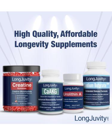 LongJuvity Sodium Butyrate Supplement (300mg) - Optimal Gut Health for Men & Women - Digestion Support & Leaky Gut Repair - Postbiotic Short Chain Fatty Acid Lab Tested (120 Extended Release Caps) - Buy Online on GoSupps.com