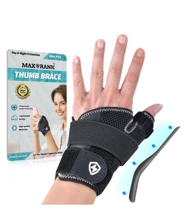Thumb Brace for Men & Women - Thumb Spica Splint Wrist Support for Tendinitis Arthritis Sprained CMC Pain Relief De Quervains Tenosynovitis Splint - Left or Right Hand One Size Black