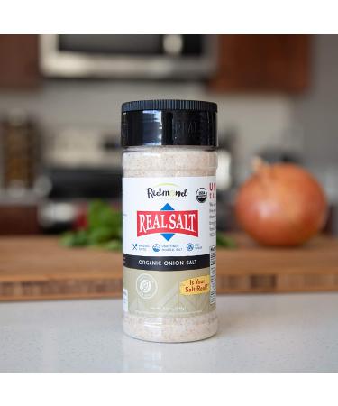 REDMOND Real Onion Sea Salt - 8 oz Shaker | Natural, Unrefined, Gluten-Free - Buy Online on GoSupps.com