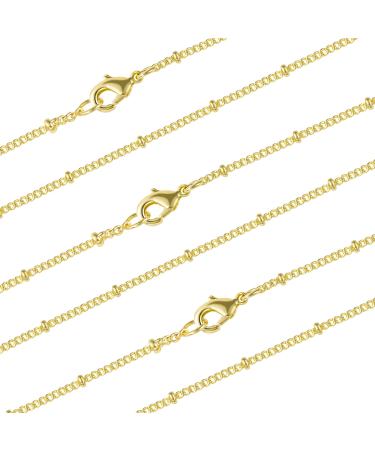 Wholesale 12 PCS Gold Plated Brass Cable Chains Necklace Bulk Finished  Chains for Jewelry Making (18 Inch(2MM)) Gold 18 inch-2mm