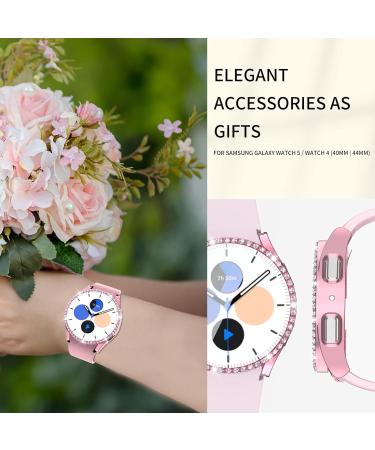  4+4Pack Bling Diamond Case for Galaxy Watch 5/Galaxy Watch 4 Screen Protector 40mm Anti-Fog Tempered Glass Protective Film and Hard PC Cover Bumper Samsung Watch 5/4 Smartwatch Accessories for Women 4Packs(Transparent+RoseGold+Pink+Black) Galaxy Watch 5/ - Buy Online on GoSupps.com