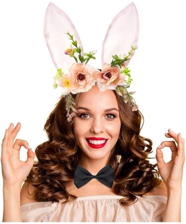 amangul Flower Headbands with t Ears Flower Crown For Wedding Party Supply Floral Garlands Hair Wreath Floral Headbands(Pink) - Buy Online on GoSupps.com