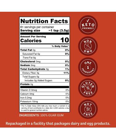 Judees Guar Gum Powder 10oz - Keto-Friendly, Gluten-Free, Nut-Free - 100% Pure Derived from Guar Beans - Low Carb Thickener - 3g Dietary Fiber - Pack of 1 - Buy Online on GoSupps.com