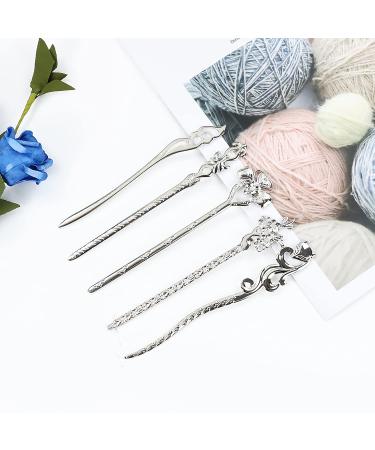 14 Pack Vintage Retro Chinese Japanese Silver Hair Sticks Pins Picks - Decorative Hair Accessories for Women - Buy Online on GoSupps.com