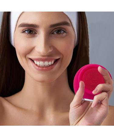 Anulely Face Cleansing Brush Electric Facial Brush Delicate Silicone Face Wash Brush Waterproof Face Cleansing Brush for Effective Face Cleansing Pink/Red - Buy Online on GoSupps.com