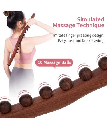 Dawafit 10 Beads Gua Sha Scraping Stick - Wooden Massager for Neck & Back Pain Body Shaping & Anti-Cellulite - Buy Online on GoSupps.com