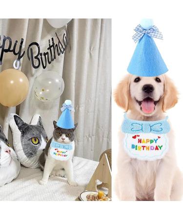 Fashion Pet Collar Dog Pet cat birthday hat Dog Birthday Accessories Dog cat pet spit pocket towel Floral Necklace with Hat Dog Birthday Suit Dog Birthday Scarf and Hat - Buy Online on GoSupps.com