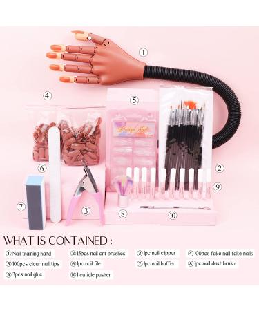 Saviland Acrylic Nails Practice Hand Kit with Nail Tips, Glue, Clipper, Brushes, Files - Perfect for Beginners & Home DIY Nail Training - Buy Online on GoSupps.com