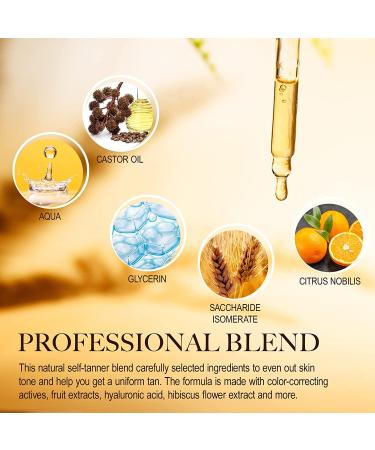 Glossiva Self Tanning Drops - Long Lasting Glow Sunless Tanner for Face and Body - Natural Gradual Glow, No Orange Tones or Fake Tan Smell - Streak-Free Formula - 30ml - Buy Online on GoSupps.com