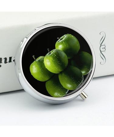 Travel Pill Box - 3 Compartment Portable Medicine Organizer with Green Fruits Design - Ideal for Purse & Pocket - Buy Online on GoSupps.com