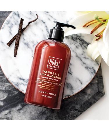 Soapbox Vanilla & Lily Blossom Liquid Hand Soap - Vegan Cruelty Free Cleanser for Bathroom and Kitchen - 12oz Pump Bottles (Pack of 3) - Buy Online on GoSupps.com