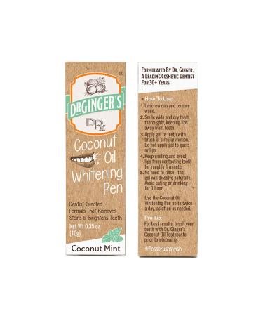 Dr. Ginger's Coconut Oil Tooth Whitening Pen - 0.35 oz, Coconut Mint Flavor - Effective Teeth Whitening Solution - Buy Online on GoSupps.com