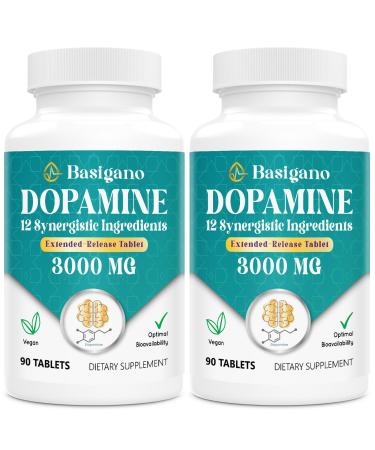 Natural Dopamine Supplement - Gluten-Free - 90 Tablets(Pack of 2) Unflavored 90 Count (Pack of 2)