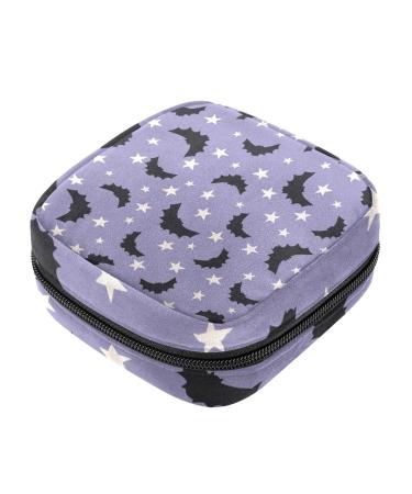 Guantierendiy Sanitary Napkin Storage Bag Portable Period Bag for Women Teen Girls Halloween Bat Stars Menstrual Cup Pouch Nursing Pad Holder (Multicolor) Color 2