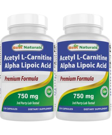 Best Naturals Acetyl L-Carnitine and Alpha Lipoic Acid 750 mg 120 Capsules (120 Count (Pack of 2))