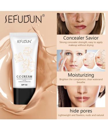 CC Cream Full Coverage Foundation Makeup Primer & Sunscreen SPF 50+ Anti-Aging Moisturizer Natural Color - Buy Online on GoSupps.com