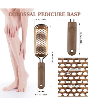 Kawyehu Foot File for Hard Skin Callus Remover - Large Foot Rasp Colossal Foot Scrubber Professional Stainless Steel Pedicure File for Wet and Dry Feet Gold-1 - Buy Online on GoSupps.com