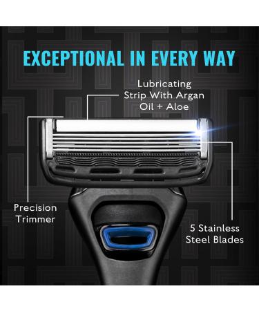 Jeremy's Razors for Men - Precision 5 Blade Shaving Kit | Stainless Blades Lubricating Strip & Trimmer | Travel Shaver for Face Body & Head (1 Razor + 1 Cartridge - Buy Online on GoSupps.com