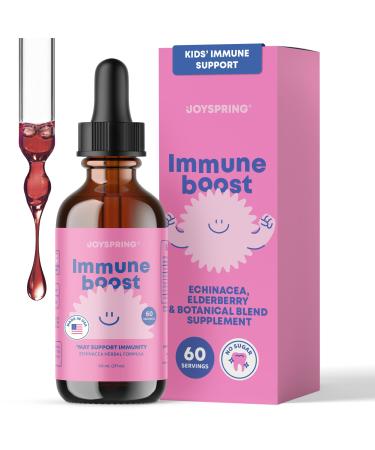 JoySpring Immune Drops Kids Immune Support Supplement with Elderberry Extract Echinacea Oregon Grape Root & Orange Peel Liquid for Ages 3 16+ Years & Adults | 2 fl oz (60 Servings) 2 Fl Oz (Pack of 1)