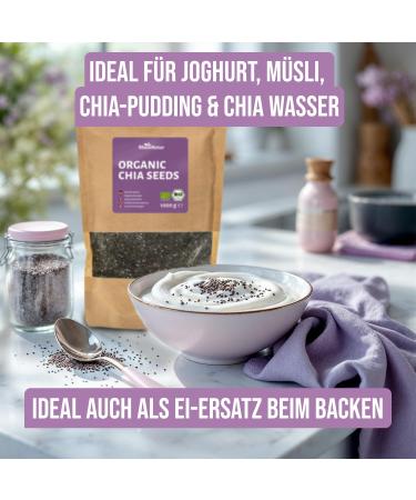 RheinNatur Organic Chia Seeds 1 kg 100% organic chia seeds Rich in protein fibre and omega-3 fatty acids Ideal for - Buy Online on GoSupps.com
