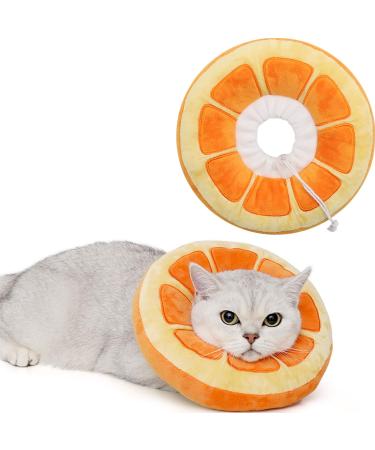 ANWA Adjustable Cat Cone Collar Soft, Cute Cat Recovery Collar, Cat Cones After Surgery for Kittens Medium (7-18 lbs) Orange