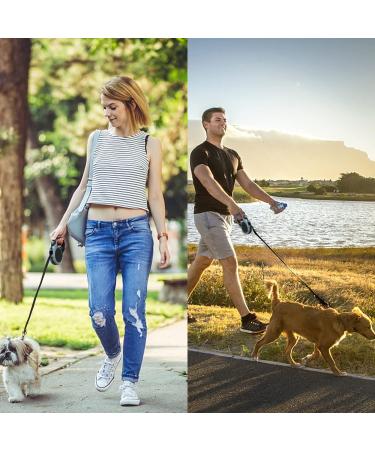 CONTINUAL Retractable Dog Lead 5M Long Line Extendable Dog Leads with Non-Slip Handle for Small Dogs Strong Nylon Tape Dog Leash One Hand Brake Button Pause Lock Grey - Buy Online on GoSupps.com