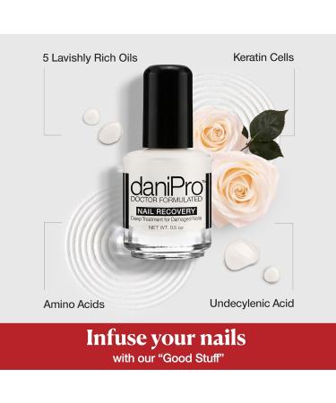 daniPro Nail Recovery - Doctor-Formulated Strengthener | 0.5 oz Undecylenic Acid Biotin & Vitamins | Invisible Satin Finish Base Coat for Damaged Nails - International Shipping Available - Buy Online on GoSupps.com