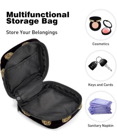 Polka Dot Black & Gold Menstrual Cup Bag - Portable Feminine Storage Pockets for Women & Teens - Multi-Colored Tampon Holder - Buy Online on GoSupps.com