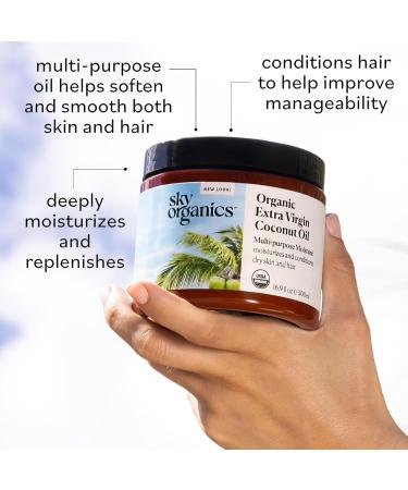 Buy Sky Organics Organic Extra Virgin Coconut Oil for Hair & Skin - 100% Pure Cold-Pressed USDA Certified - 16.9 fl. oz with Free Ebook - Buy Online on GoSupps.com