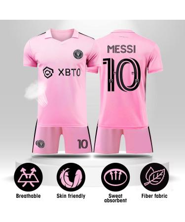 Peifoon No.10 Football Triko Set for Kids/Adults | Breathable & Fast Drying Jersey with T-Shirt Shorts Socks Shin Guards - Pink (116-122) - Buy Online on GoSupps.com
