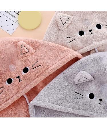 DOITOOL Hair Drying Turban 3Pcs - Cute Cat Hair Wrap Set for Kids & Women - Buy Online on GoSupps.com