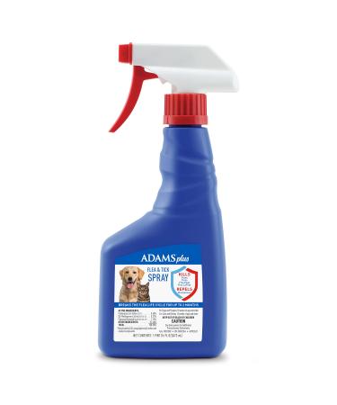 Adams Plus Flea & Tick Spray for Dogs and Cats Kills Adult Fleas, Flea Eggs, Flea Larvae, Ticks, and Repels Mosquitoes for Up to 2 Weeks Controls Flea Reinfestation for Up to 2 Months 16 Ounces Spray Only