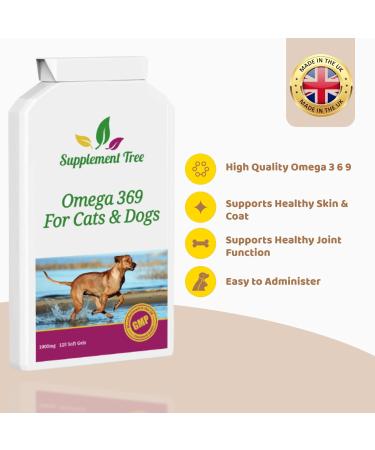 Omega 3 6 9 Fish Oil Complex for Dogs & Cats 120 Soft gels | Supplement With Added Vitamin E | Support Healthy Skin & Coat Healthy heart Joint & Immune System Function In Pets - Buy Online on GoSupps.com