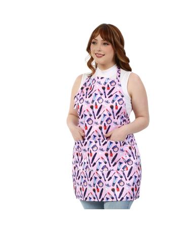 Plum Hill Esthetician Apron Cosmetology Apron for Women Pink Apron for Cosmetologists Waterproof Stylist Apron with Pockets Pink