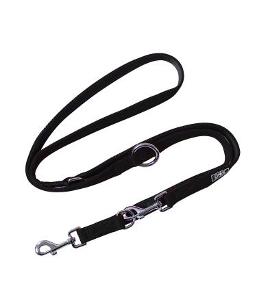 DDOXX Airmesh dog leash - 2m 3-way adjustable dog leash for all dog sizes - M (Black) Black M - 2.5 x 200 cm