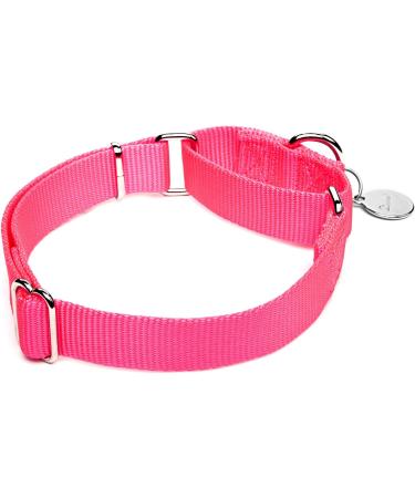 Durable Adjustable Martingale Dog Collar - No Escape Nylon for Large Medium & Small Dogs | Bright Pink (42cm-66cm) - Buy Online on GoSupps.com