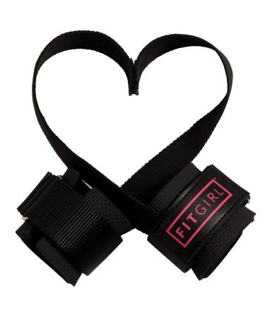 FITGIRL - Wrist Straps for Weightlifting for Women, Gym Lifting Wraps to Improve Muscle Gain for Legs, Back, Shoulders, Core Black