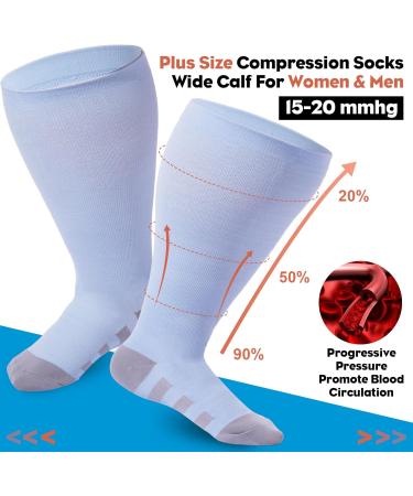 Ancrina Plus Size Compression Socks for Women & Men - 3XL-4XL Blue for Sports Running Air Travel & Cycling - Buy Online on GoSupps.com