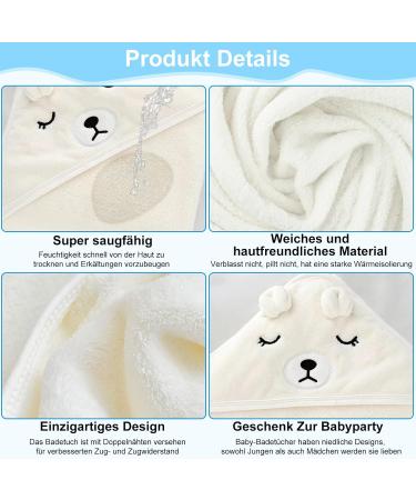 KDIMSU Hooded Baby Towel - Soft Absorbent Bath Towel for Newborns | Perfect Baby Shower Gift (80x80cm White) - Buy Online on GoSupps.com