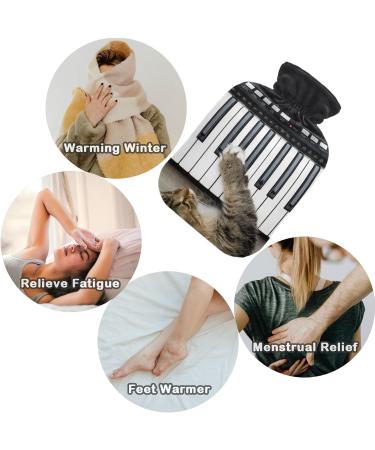 Funny Cat with Piano Heat Bottle | 1L Transparent Hot Water Bottle for Pain Relief & Warmth | Perfect Winter Hand & Foot Warmer - Buy Online on GoSupps.com