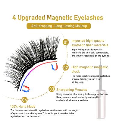 Magnetic Eyelashes 12 Pairs with Eyeliner Kit - Long Lasting 3D Lashes - Reusable & Glue-Free - Includes 4 Tubes Magnetic Eyeliner, Case, Tweezers & Scissors (Bright Black) - Buy Online on GoSupps.com