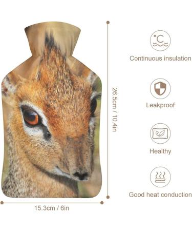 Deer Hot Water Bottle with Plush Cover - Cozy Bed Warmer for Adults & Kids | 26.5x15.3cm | International Shipping - Buy Online on GoSupps.com