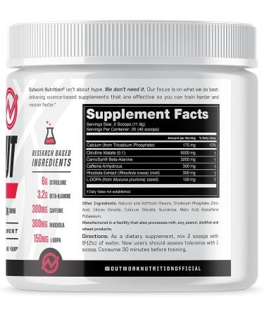 Outwork Nutrition Pre-Workout Supplement with Nootropics - Rocket Pop Flavor - 226g for Energy, Mental Focus, and Better Workouts - Buy Online on GoSupps.com