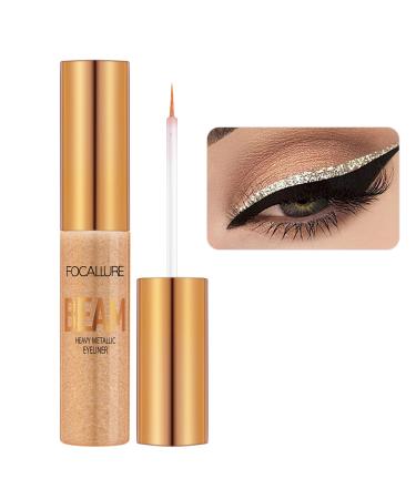 FOCALLURE Beam Eyeliner  Metallic Glitter Shimmer Eye Liner  Waterproof Liquid Eyeliner Pencil  Quick Drying  Smudge Resistant  Long Lasting  Sparkling Eye Makeup for Costume & Party  01 PLATINUM
