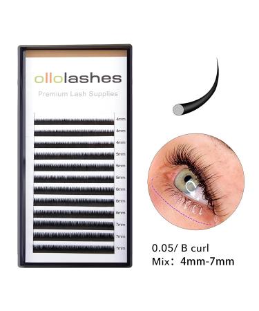 B Curl 0.05mm Mix Bottom Lash Extensions - 4mm, 5mm, 6mm, 7mm Black Color - Buy Online on GoSupps.com
