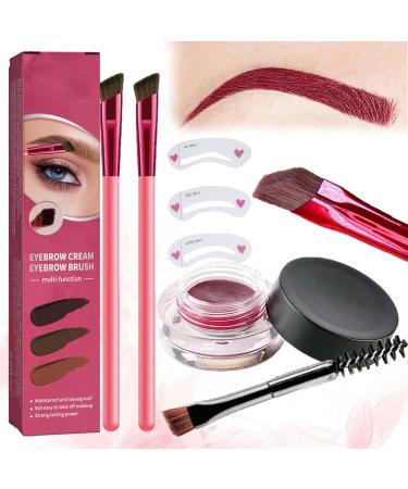 EZGHAR Home Eyebrow Care Kit 4d Laminated 4D Laminated Brow Home-Grooming Kit Multi-function Eyebrow Concealer Contour Brush 4D Hair Stroke Brow Stamp Brush-Waterproof and Long Lasting (Wine)