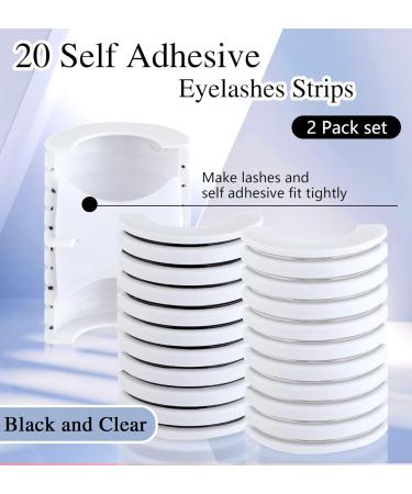 Self Adhesive Eyelash Strips - 20 Pcs Reusable Strong Hold for Easy Application | No Glue Needed Clear & Black Options - Buy Online on GoSupps.com