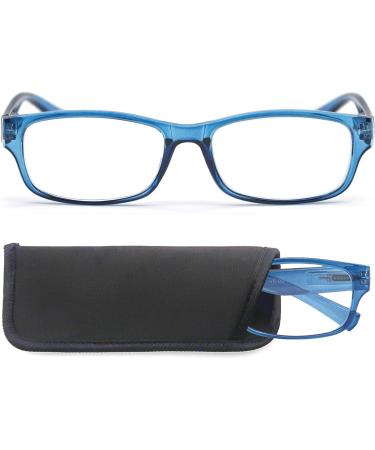 High-Quality 3 Pack Reading Glasses +1.50 - Comfortable Rectangular Specs for Men & Women - Great Reading Aid - Stylish Blue Design - Buy Online on GoSupps.com