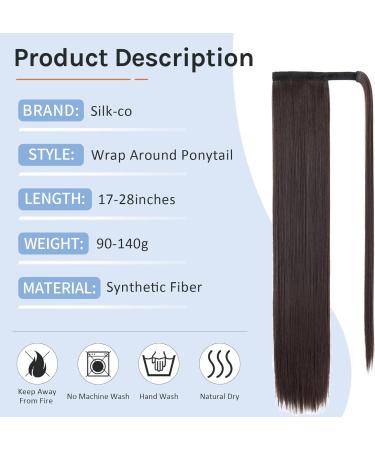 Sleek 28 Inch Dark Brown Clip in Ponytail Hair Extension for Women - Heat-Resistant Fiber Wrap Around Hairpiece - Buy Online on GoSupps.com